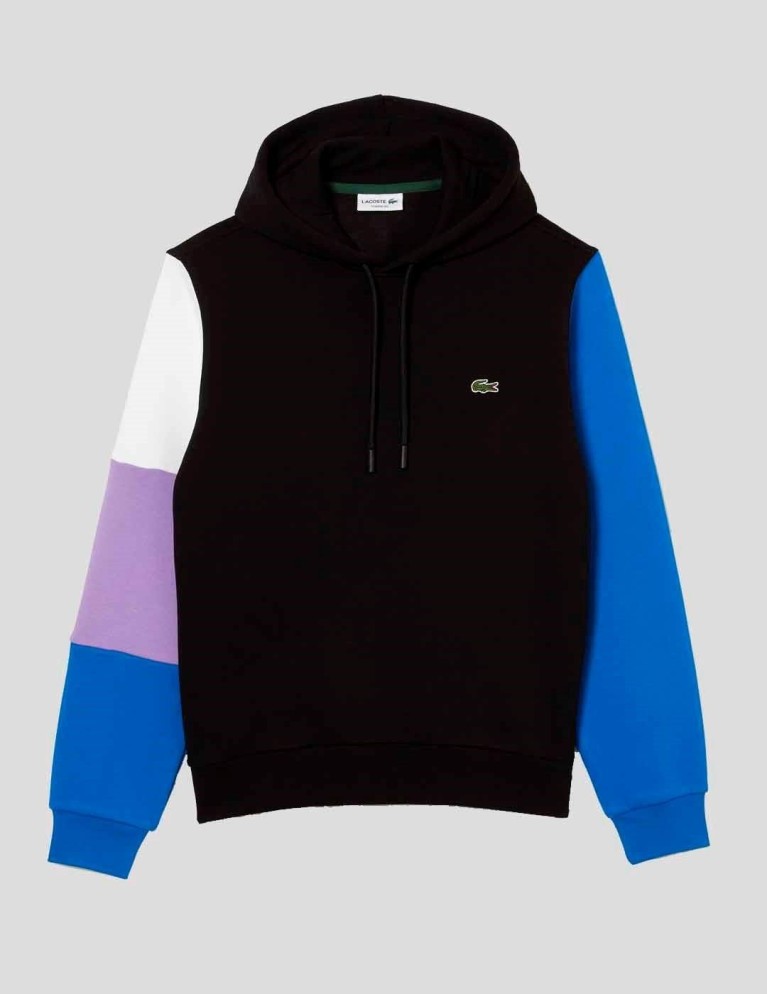 Sudadeira LACOSTE sudadeira cor block com capucha noir/marina/neva/blanc